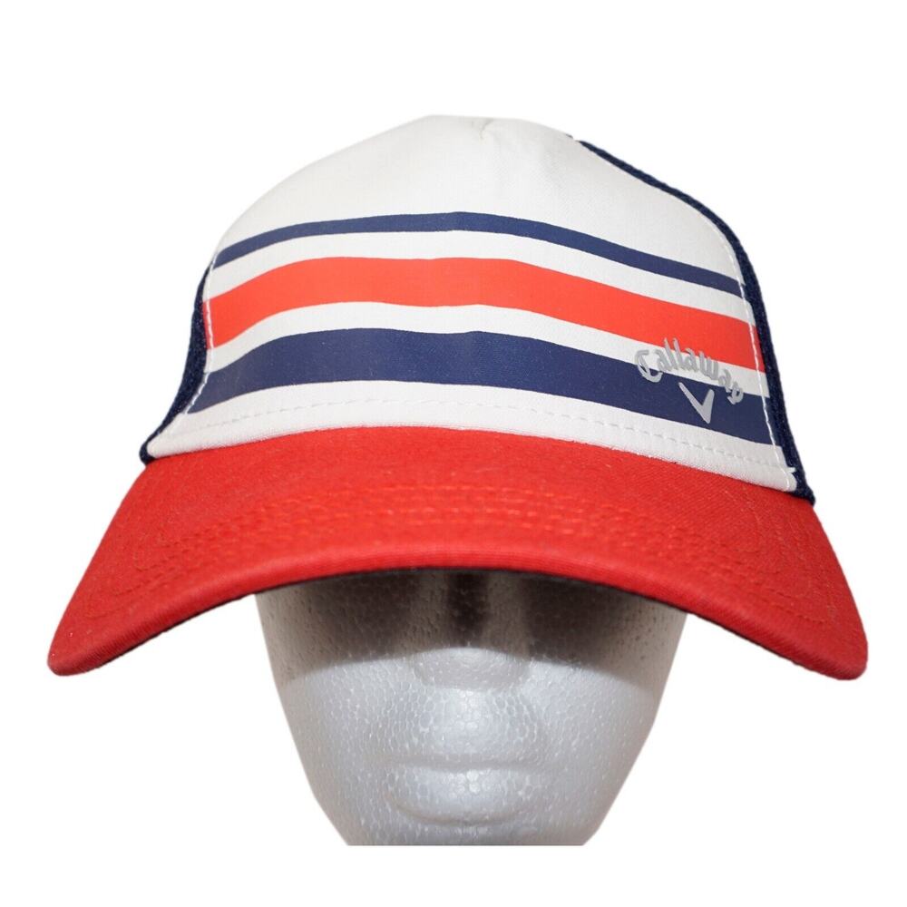 Vintage Callaway Golf Hat - Blue Red White Stripe Mesh - Adult Cap L/XL 2017